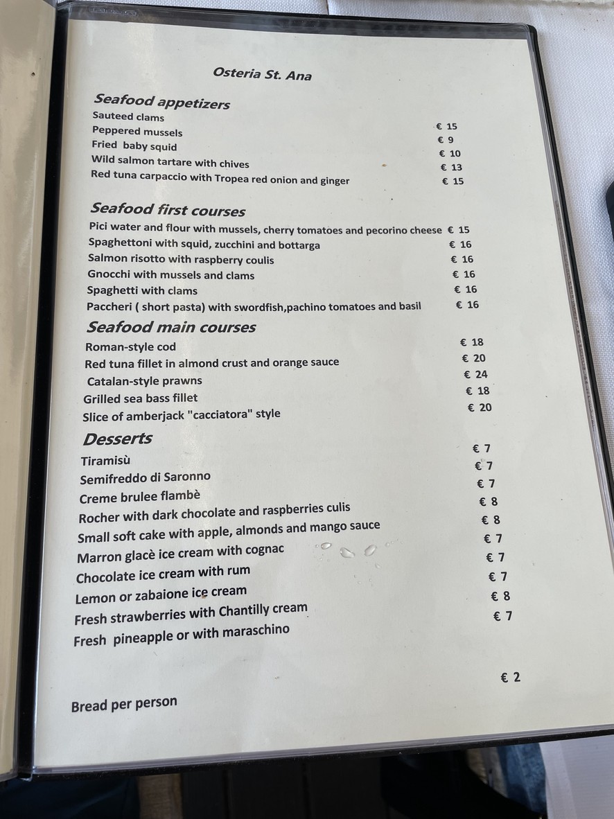 Ristorante St. Ana menu 2