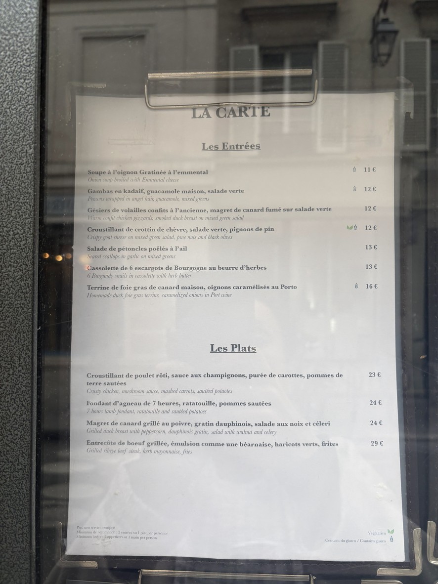 Restaurant L'Ange 20 menu 1