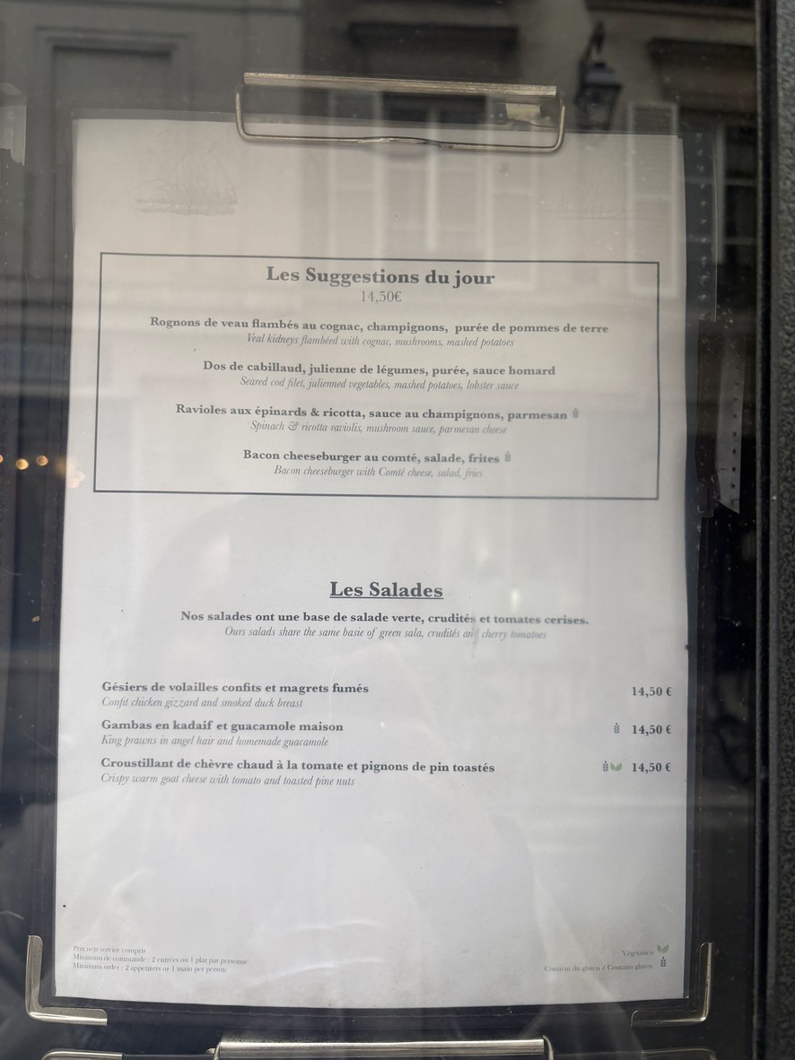 Restaurant L'Ange 20 menu 2