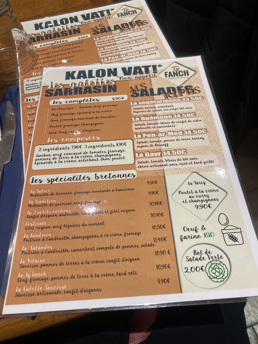 Crêperie Ty Fanch menu 1