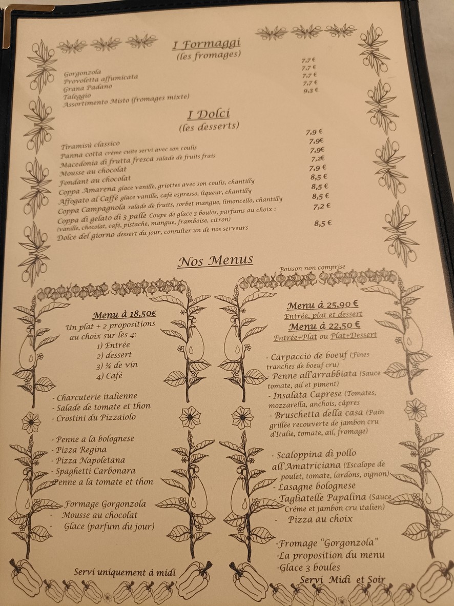 La Campagnola menu 3