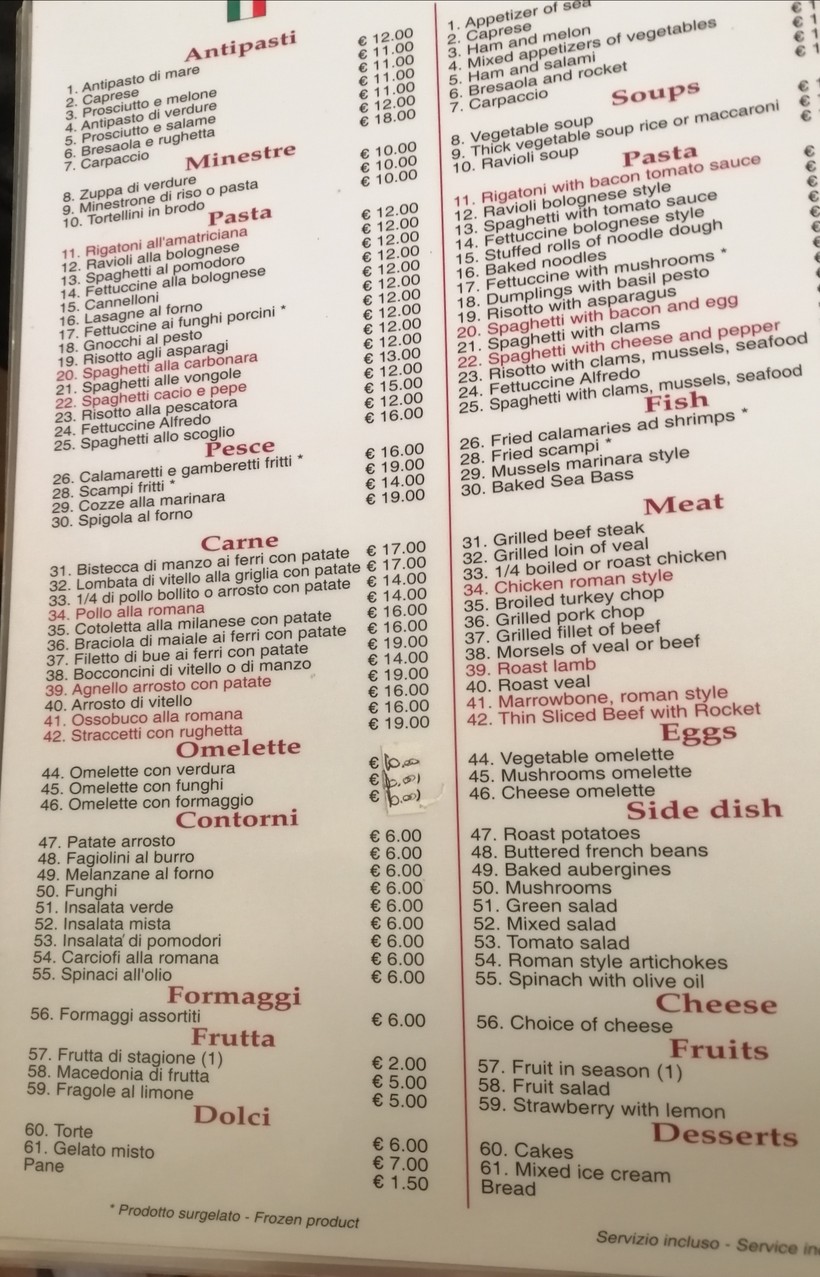 Hostaria Trevi menu 1