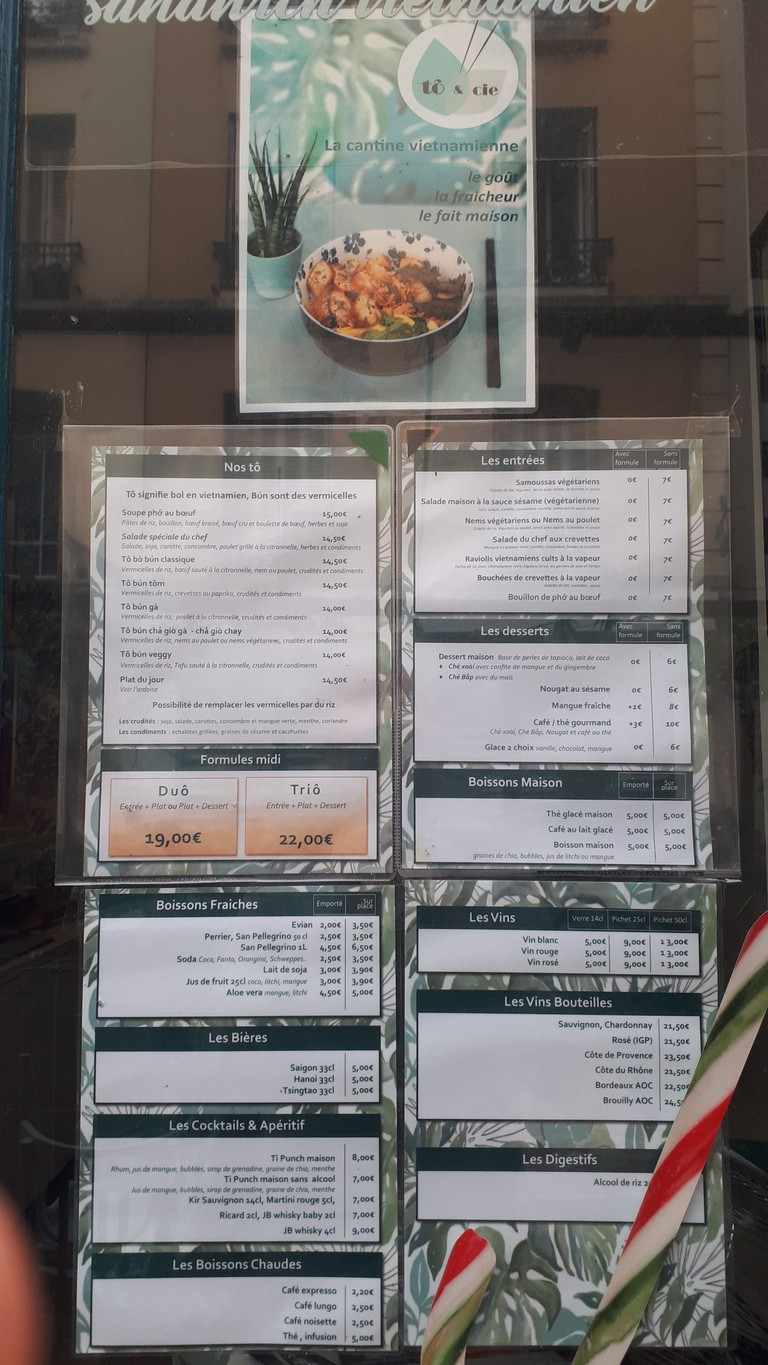Tô & Cie menu 1
