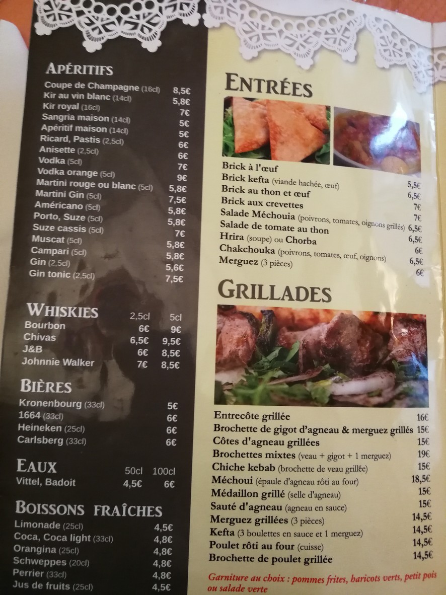 Le Vieil Alger menu 1