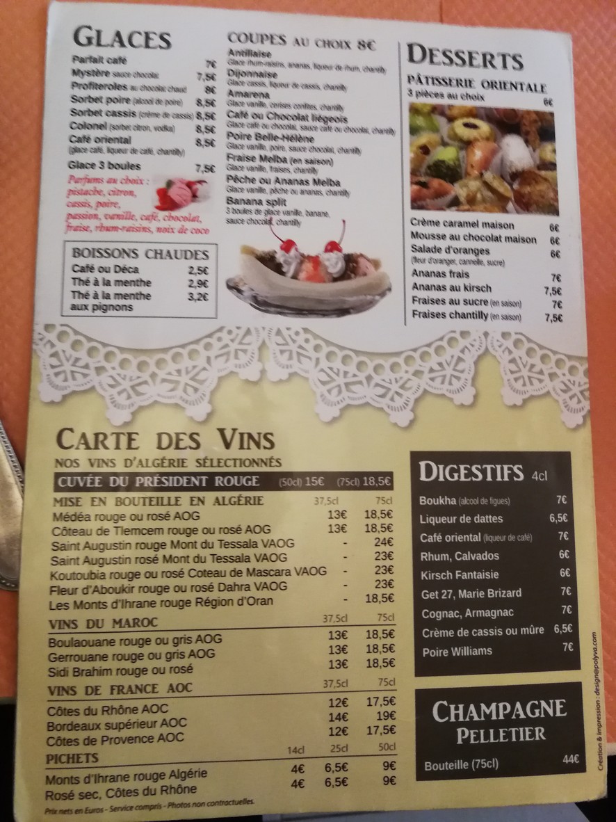 Le Vieil Alger menu 3