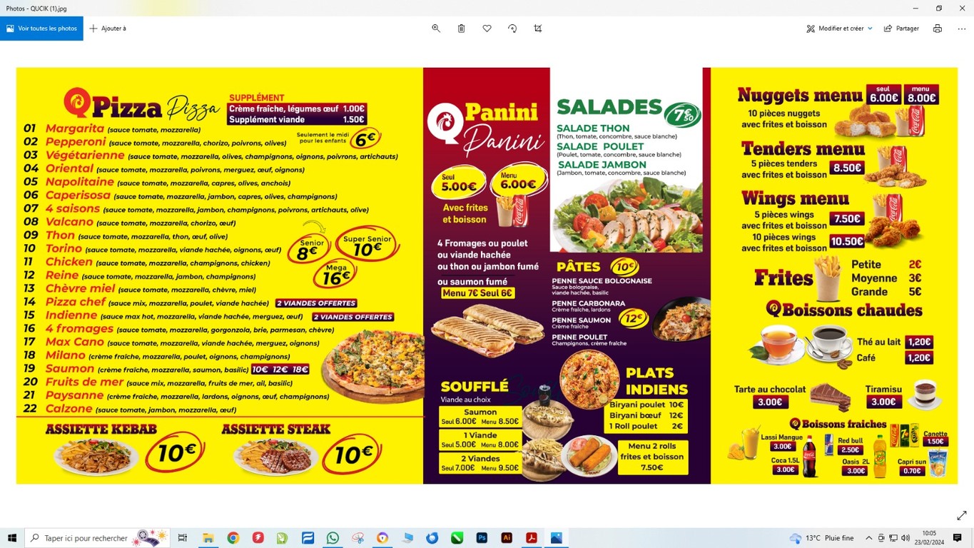 Quick Chicken and Pizzeria Restaurant Halal Food menu 1
