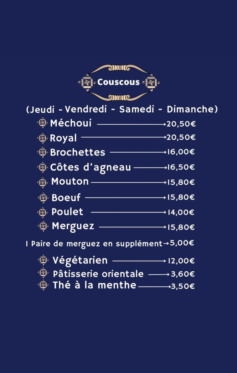 Au Banquier menu 1