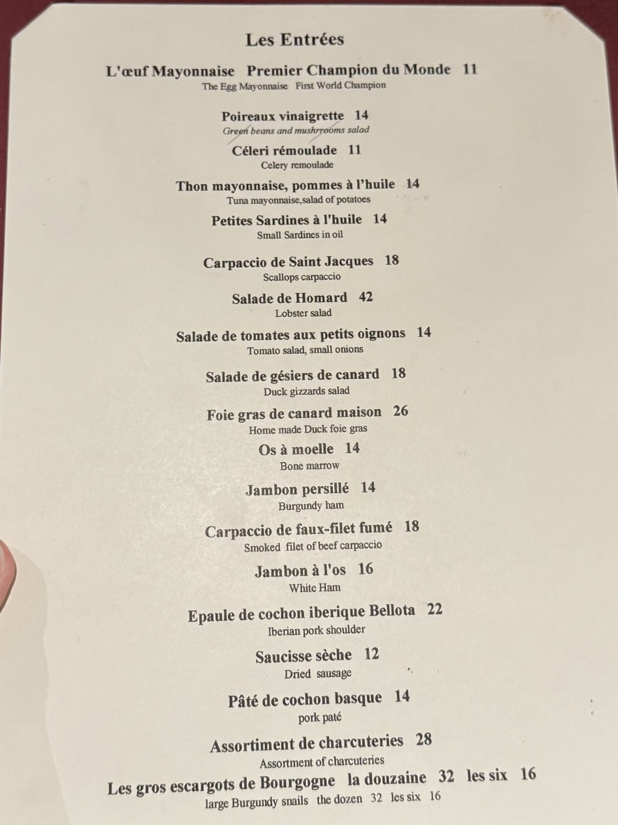 Le Griffonnier menu 1