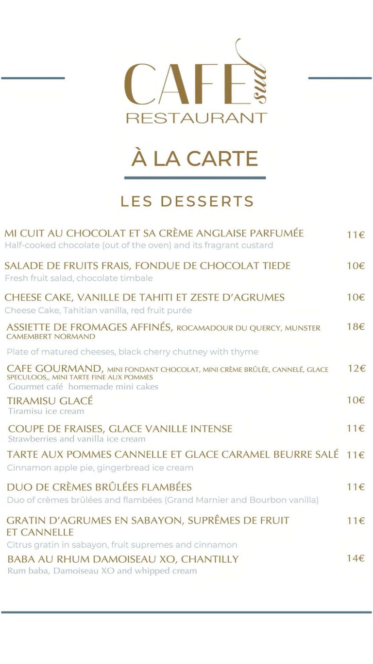Café Sud menu 1