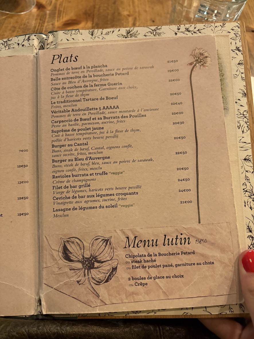 Le Blomet menu 2