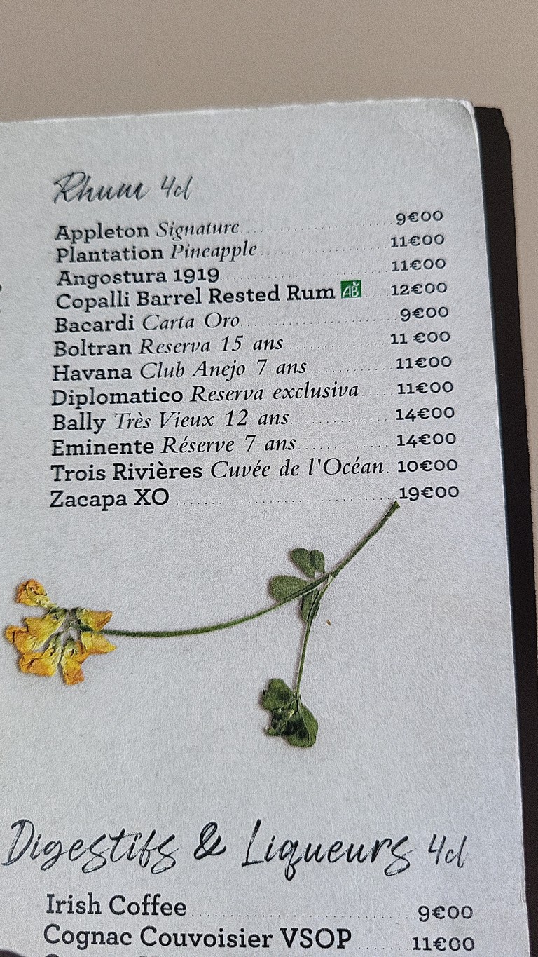 Le Blomet menu 3