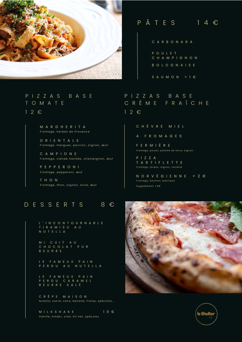 Shelter lounge menu 2