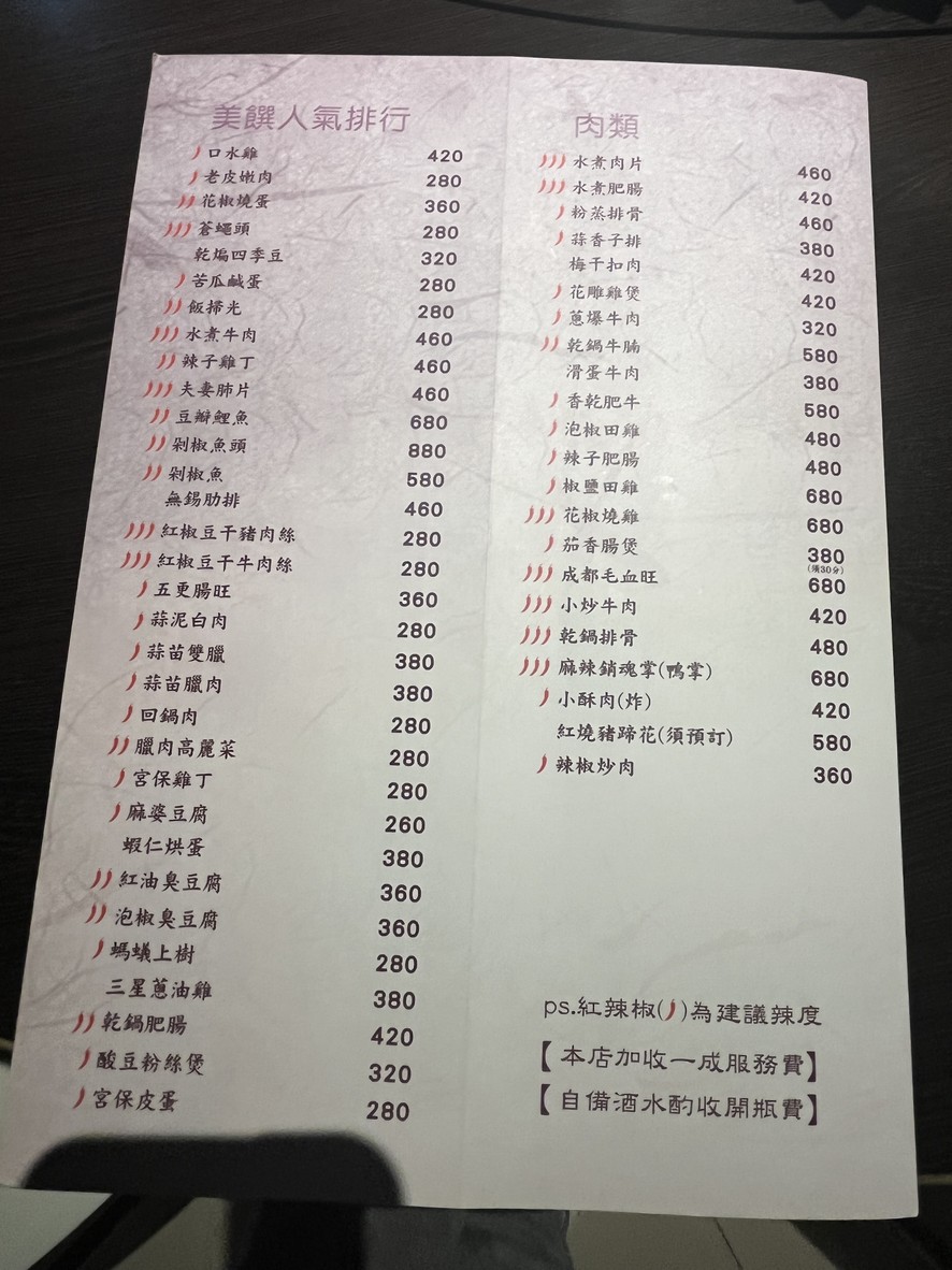 Chuan Mei Zi menu 2