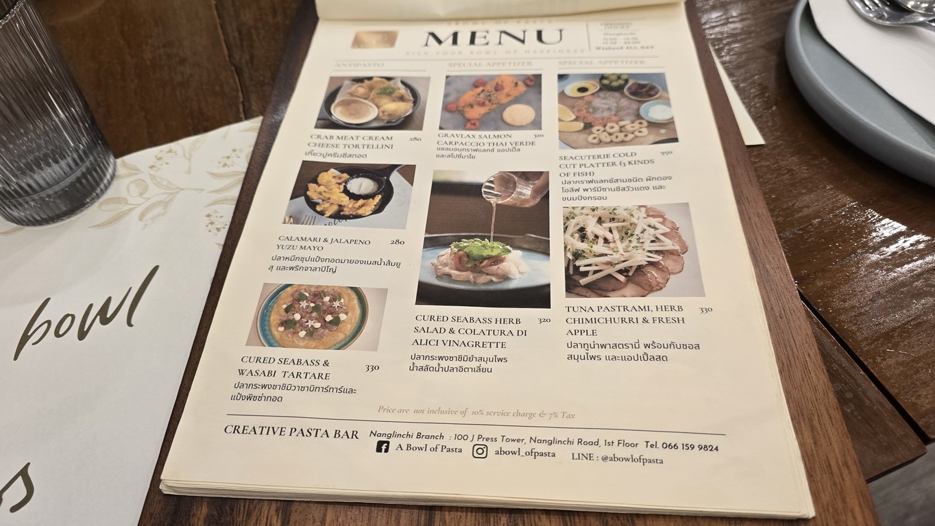 A BOWL OF PASTA menu 2