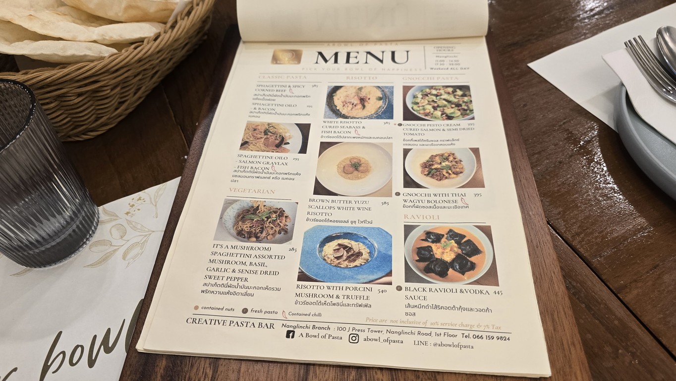 A BOWL OF PASTA menu 3