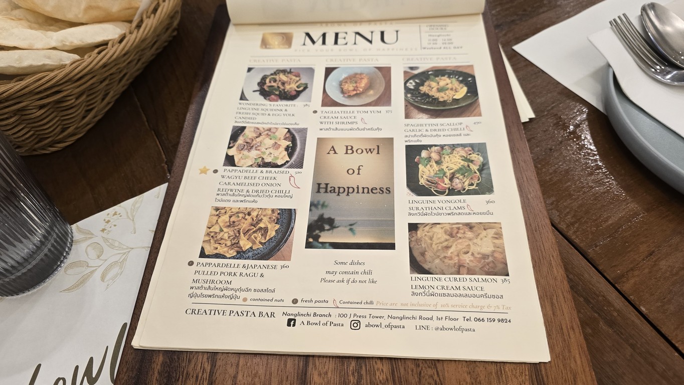 A BOWL OF PASTA menu 4