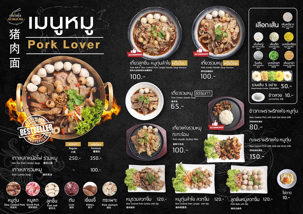 Tiao Dun Ban Suan Ladprao-Wanghin Branch menu 2