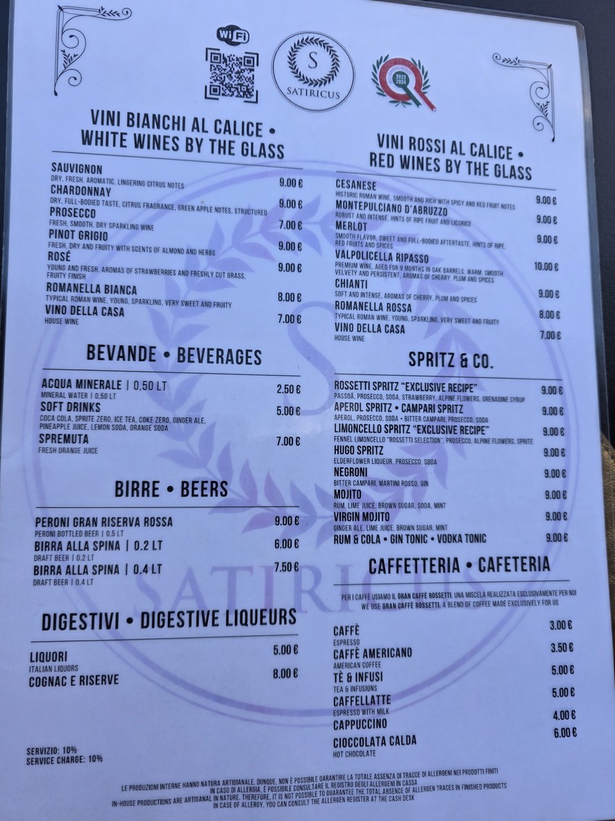 Satiricus Ristorante Pizzeria menu 2