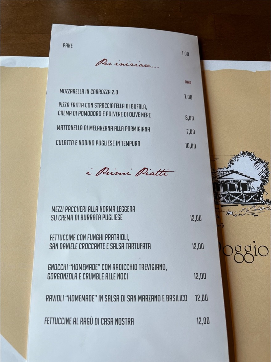 Casale Bel Poggio menu 1