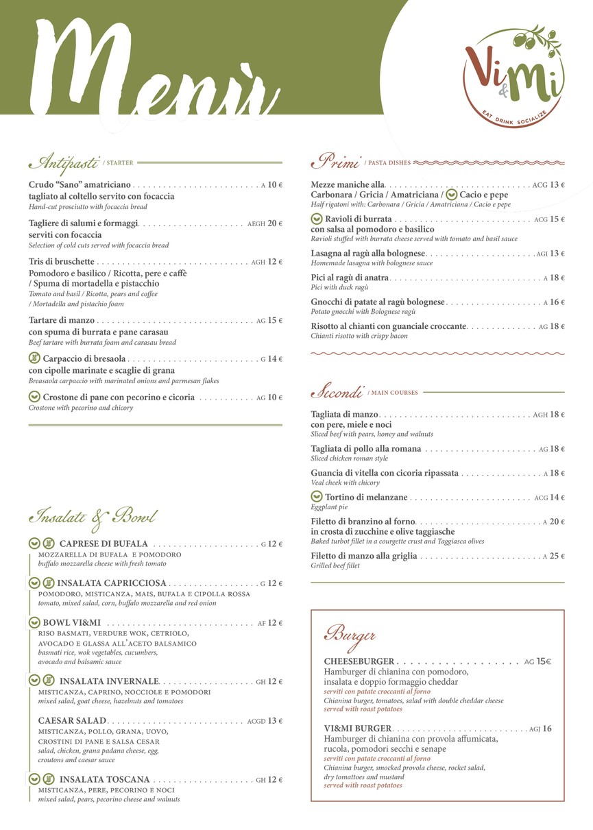 ViMi Ristorante menu 1