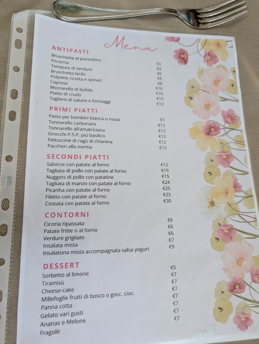 Locanda dei Massimi menu 1