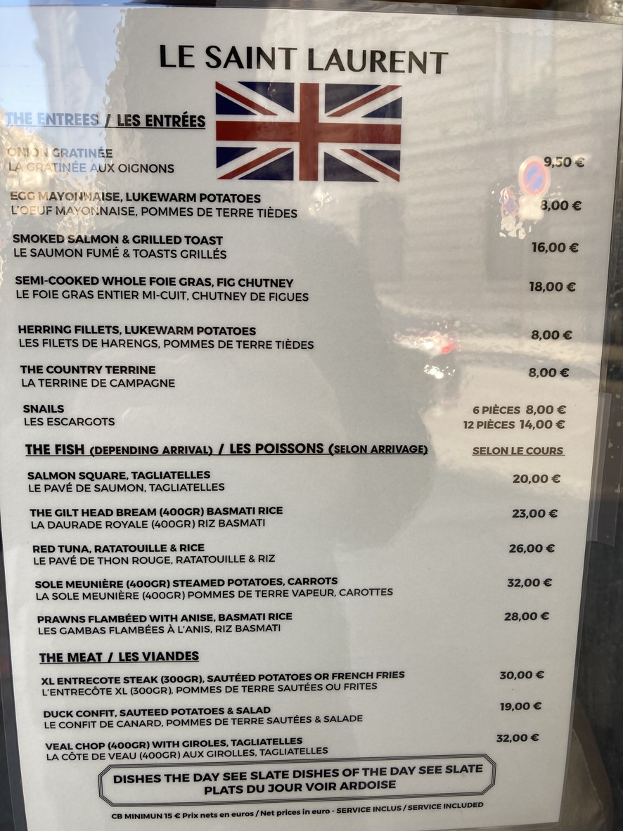 Le Saint Laurent menu 1