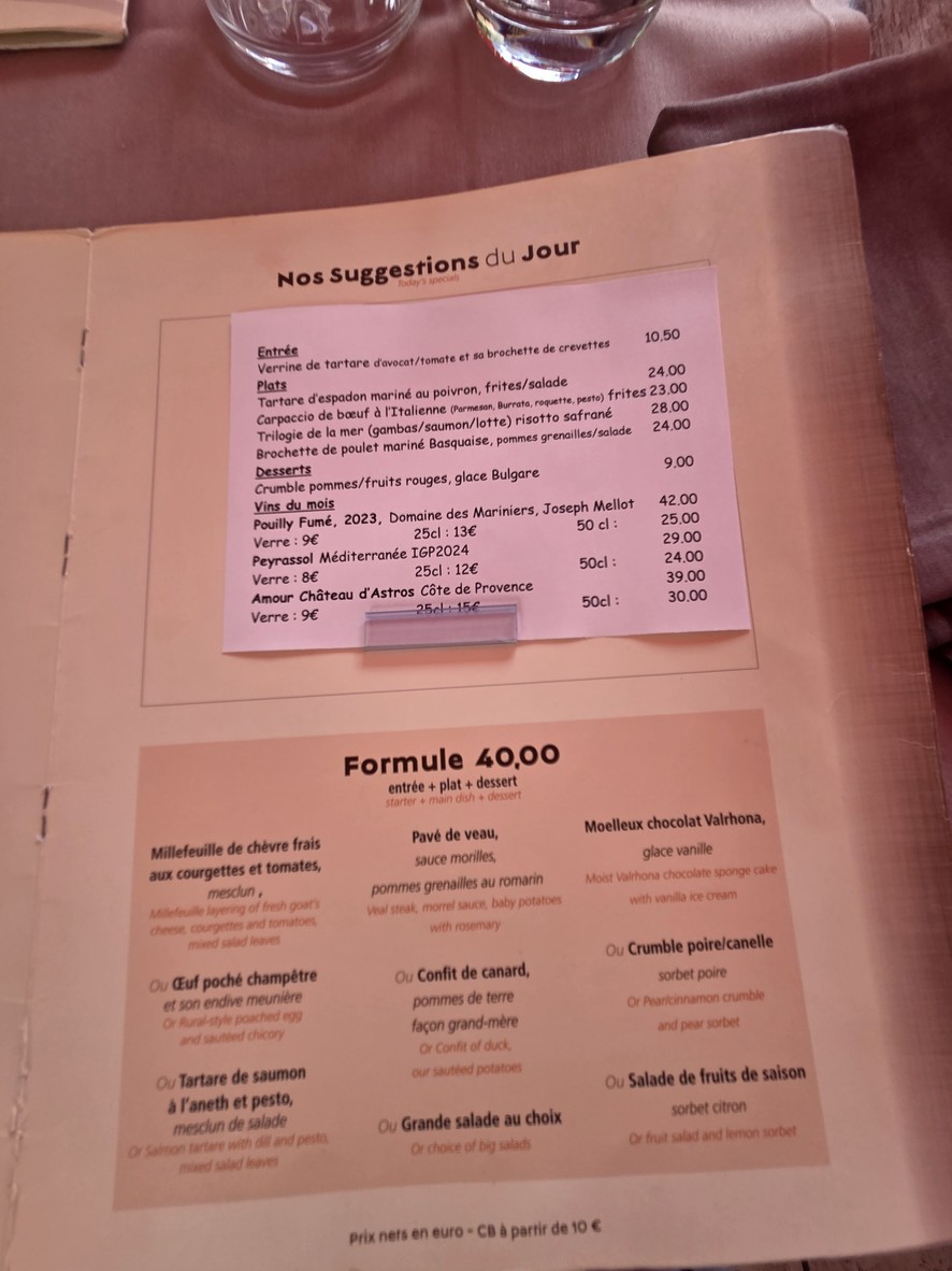Restaurant Le Ballon La Défense menu 1