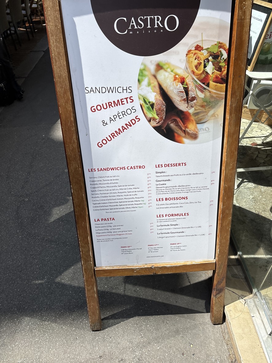 Maison Castro menu 1