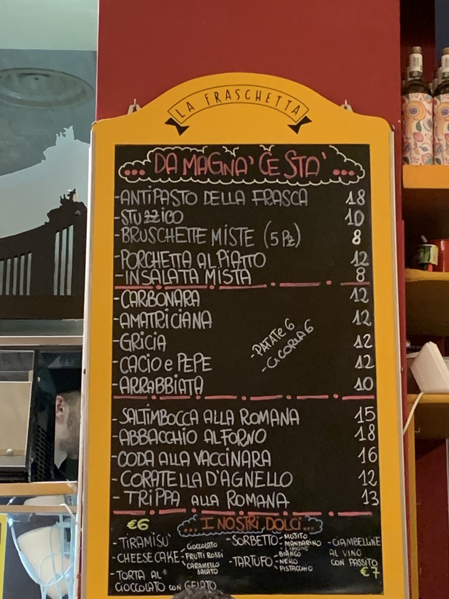 La Fraschetta di Castel Sant’Angelo menu 1