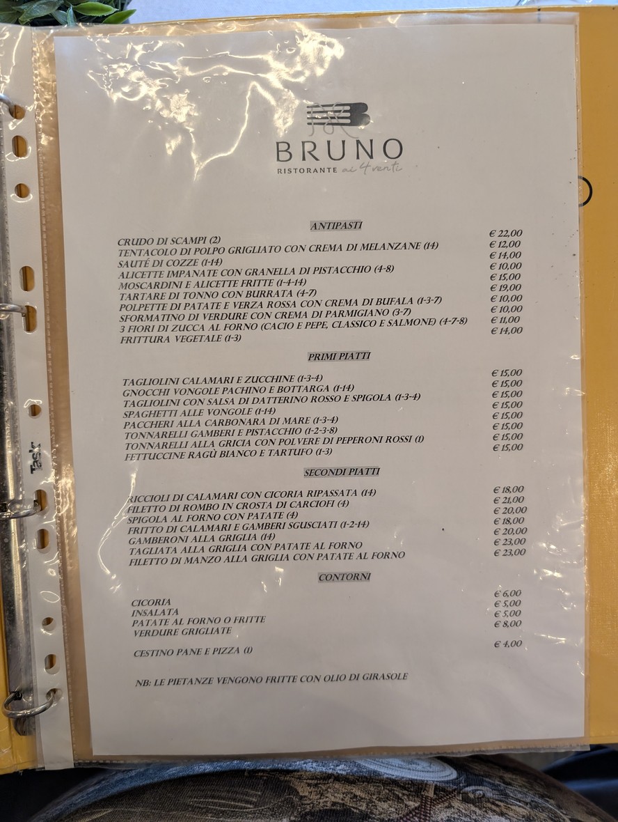 Bruno ai 4 Venti menu 1
