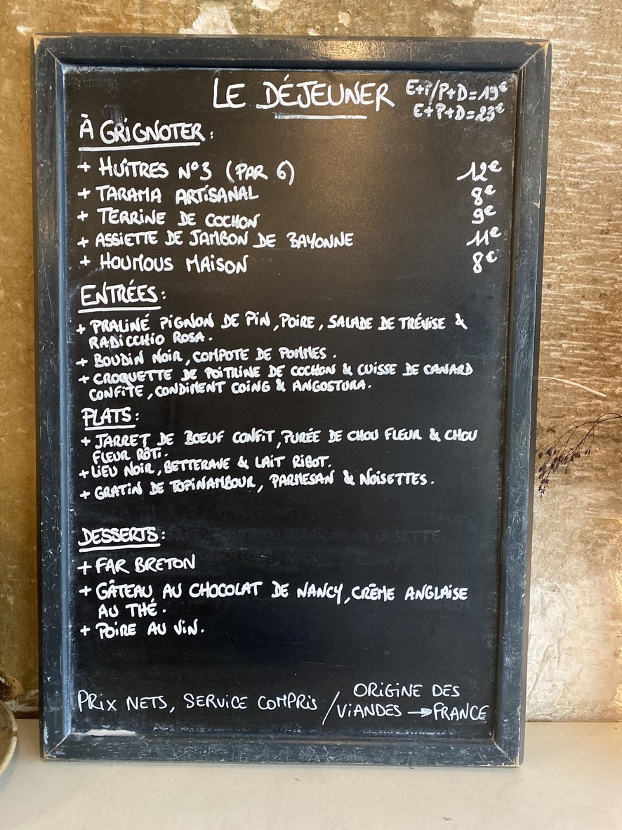Le Jourdain menu 1