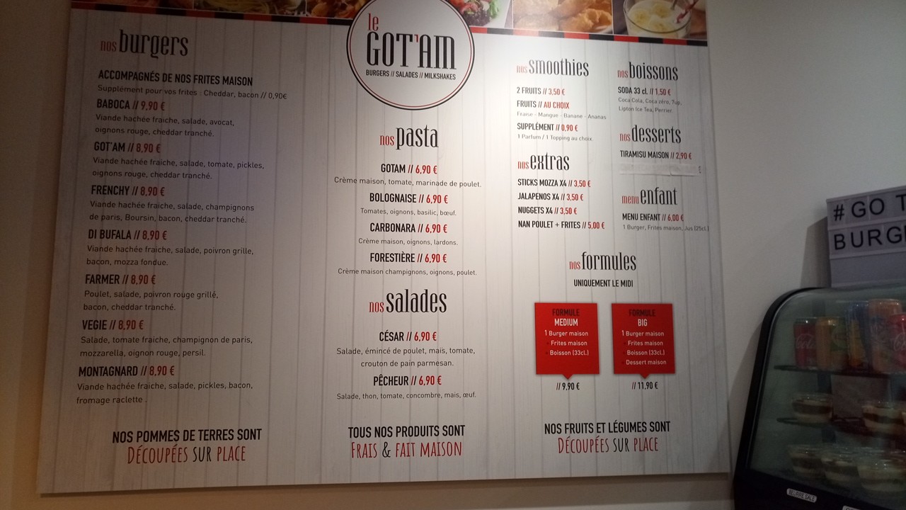 Le Got’am Burger menu 1