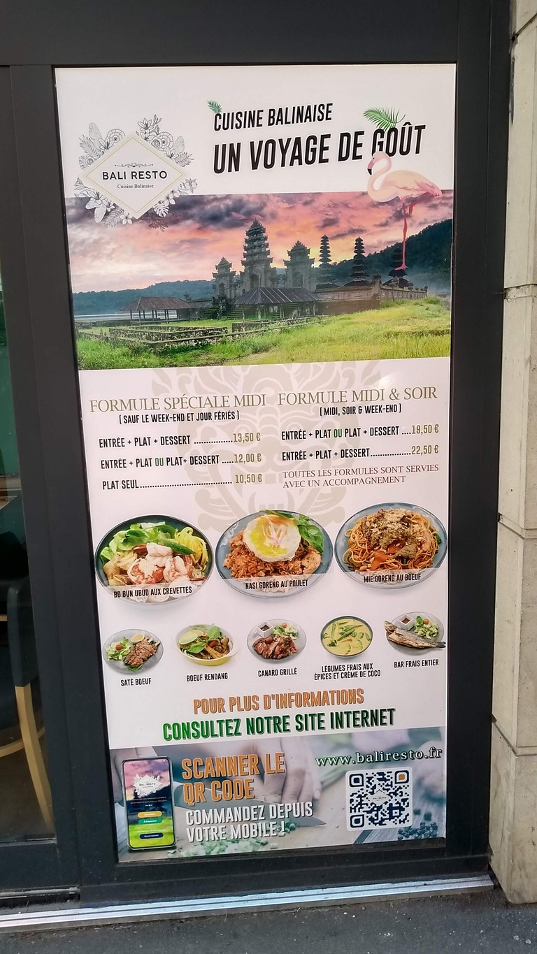 BALI restaurant menu 1