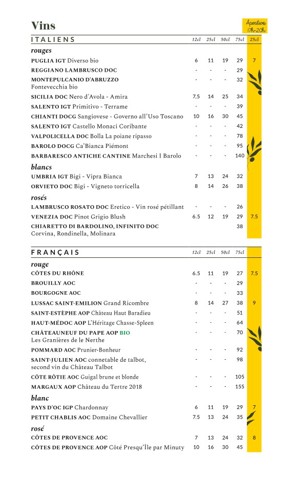 Olivia menu 2