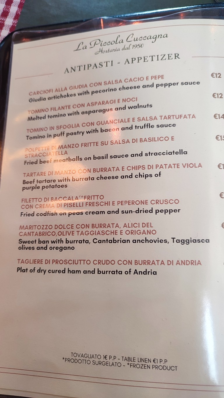 Pub Cuccagna menu 2