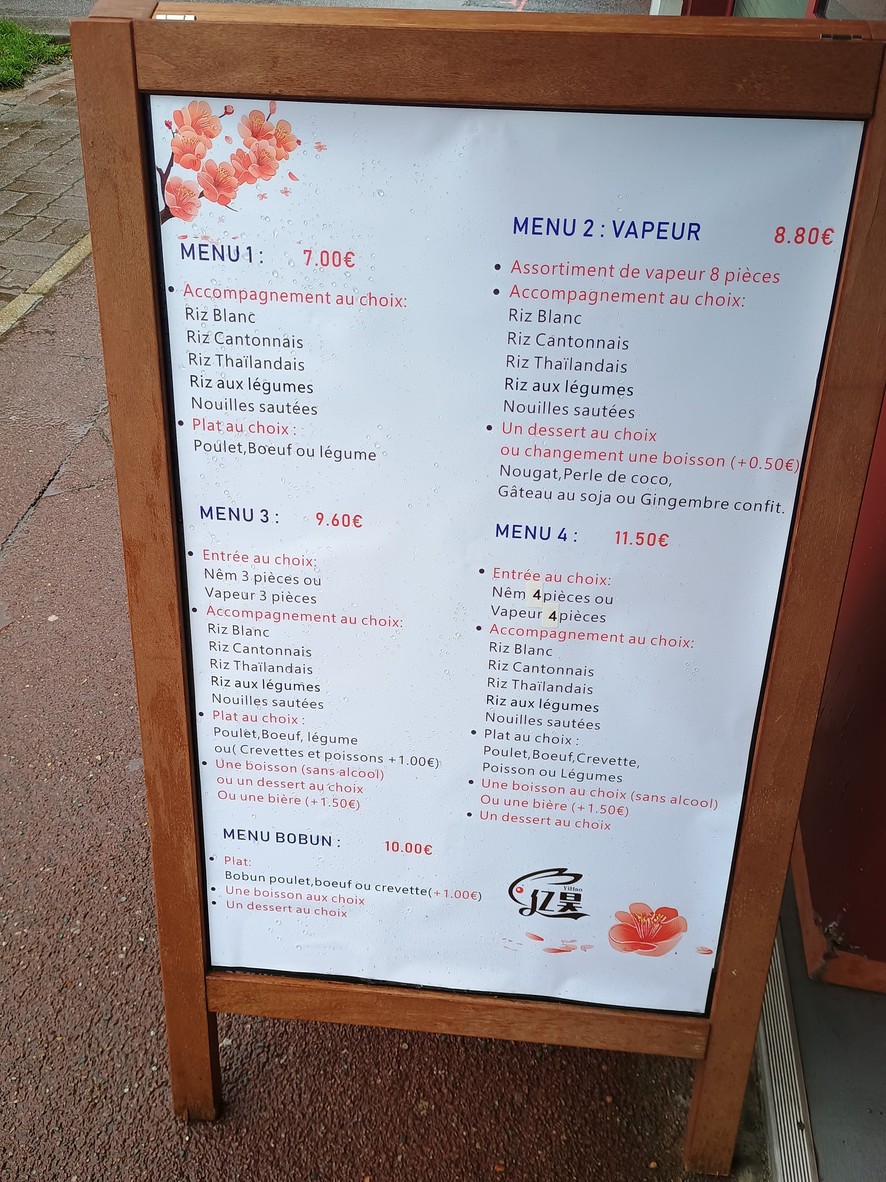 Traiteur asiatique YI HAO menu 1