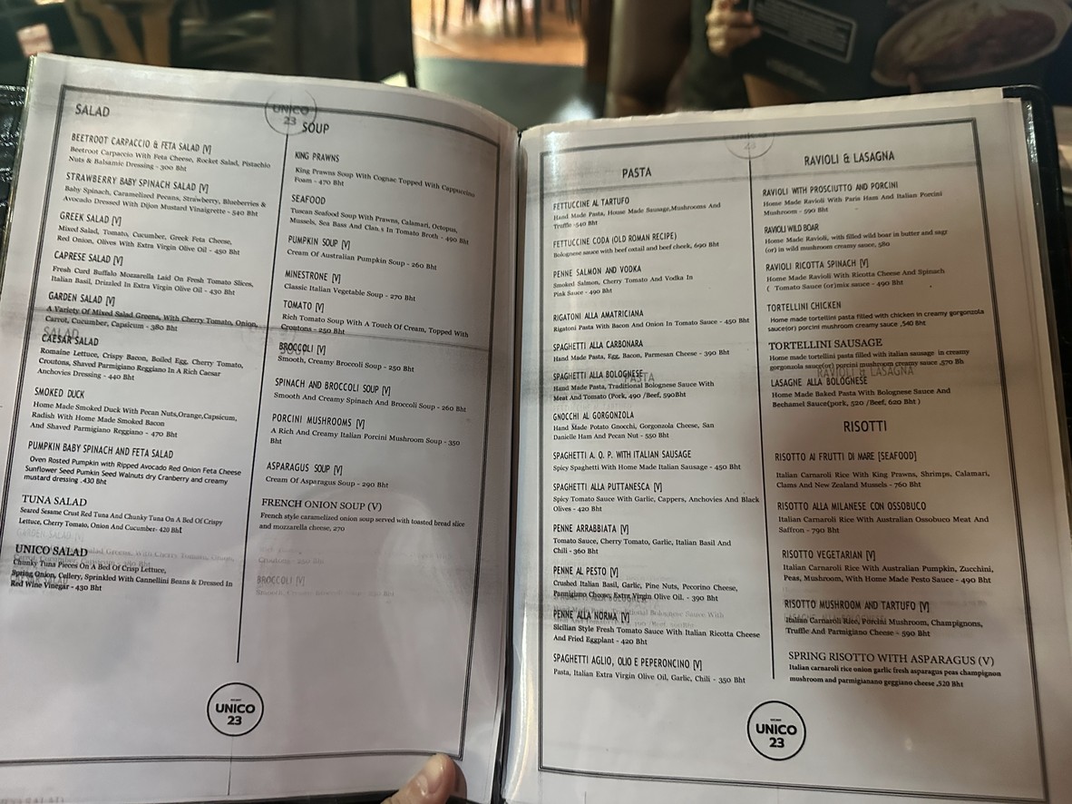 Unico 23 意大利餐厅 menu 1