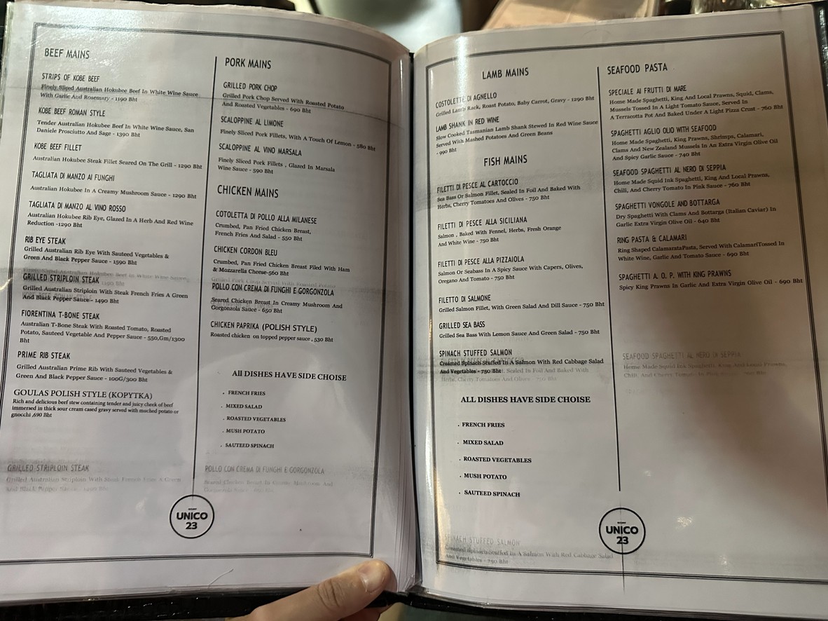 Unico 23 意大利餐厅 menu 2