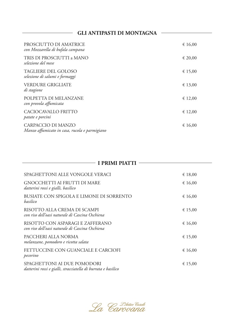 Antico Casale la Carovana menu 1