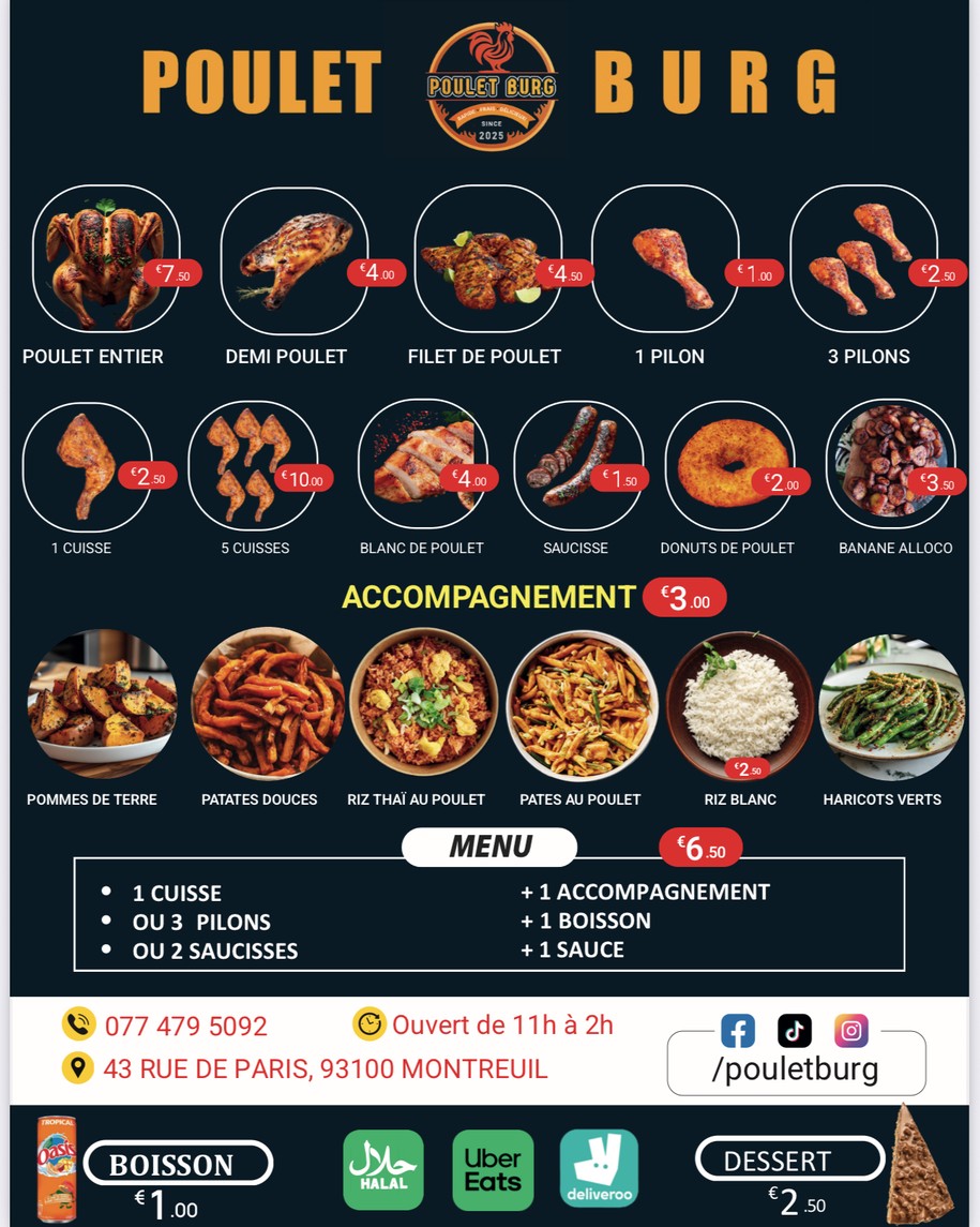 POULET BURG menu 1
