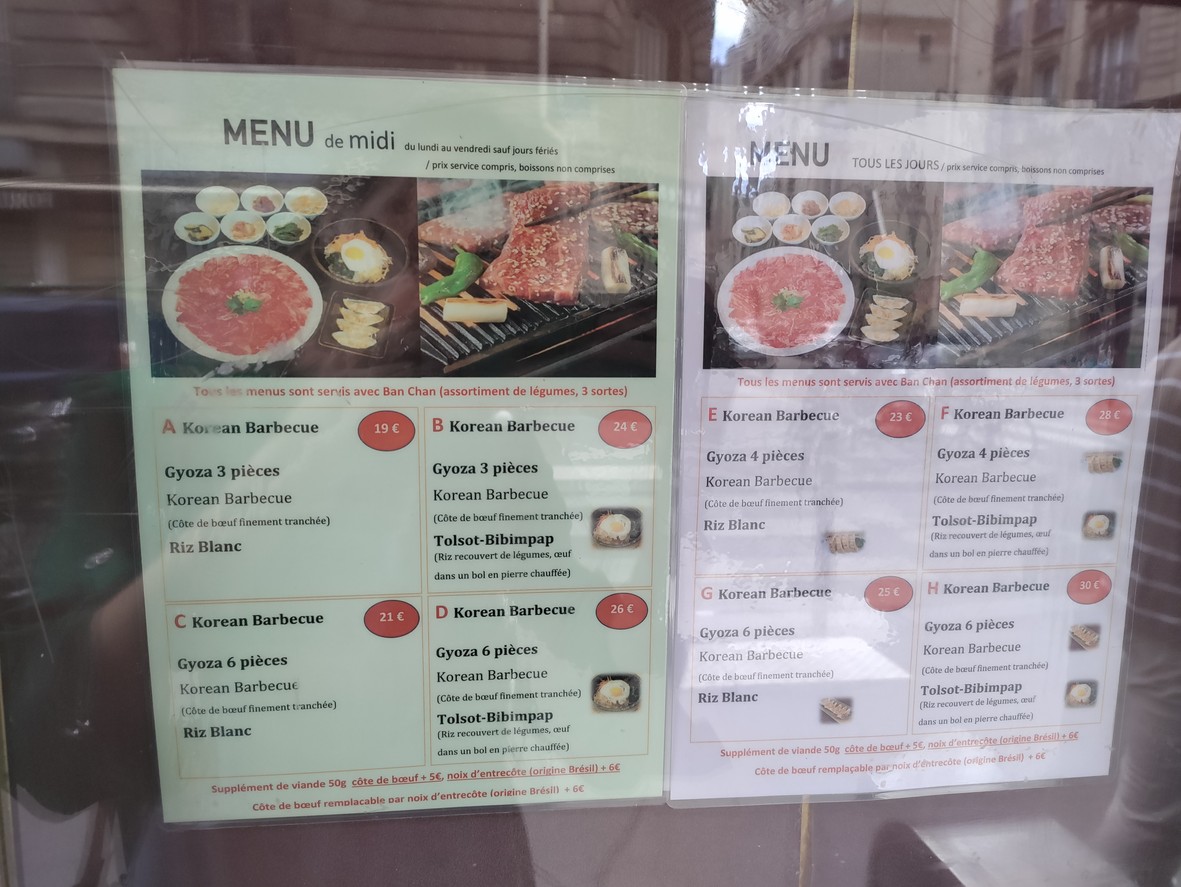 Restaurant Korean Barbecue menu 1