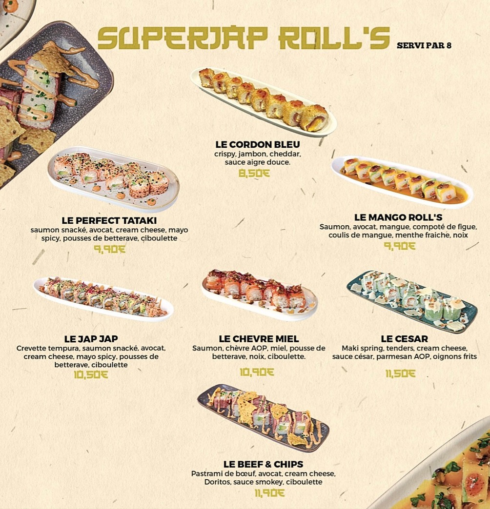 Japjap Sushi menu 3