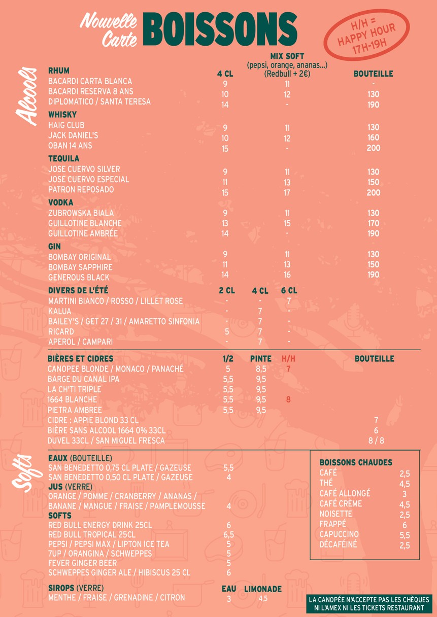 La Canopée le Beffroi menu 1