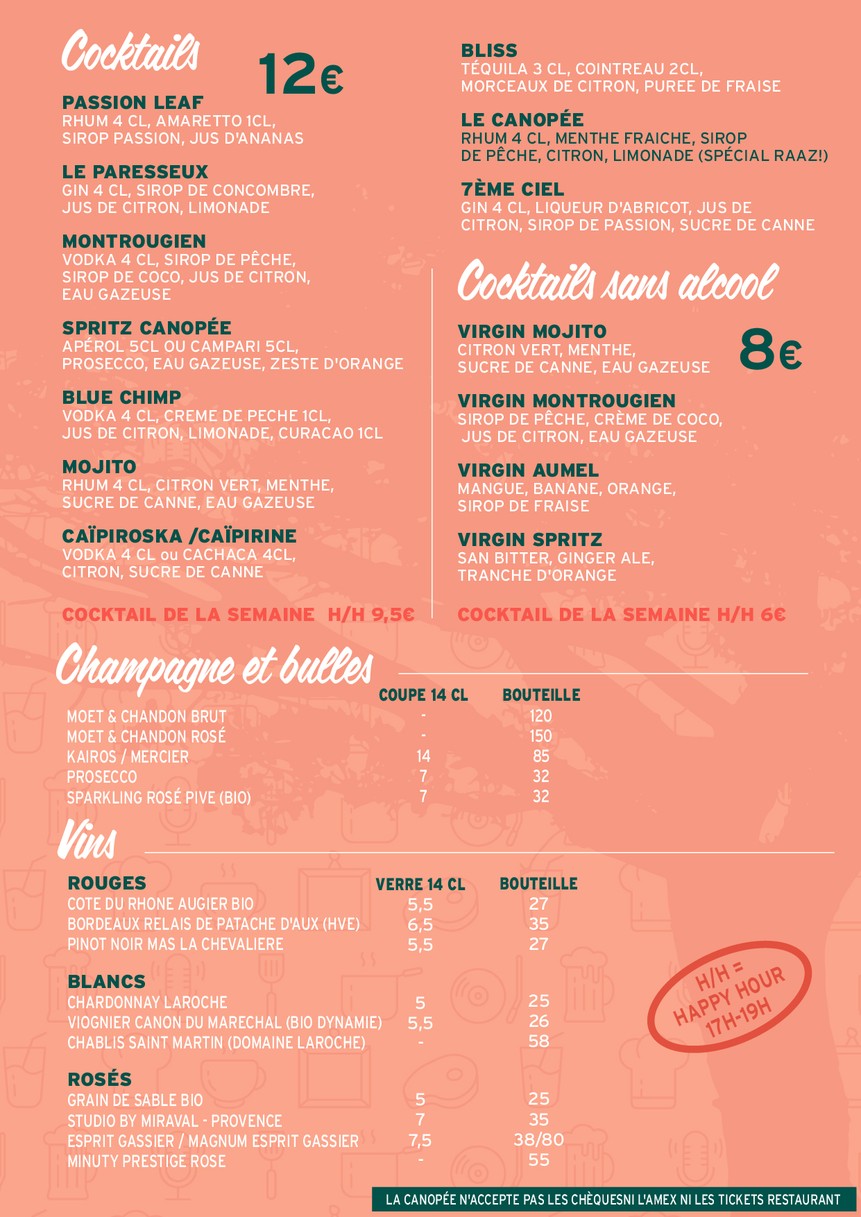La Canopée le Beffroi menu 2