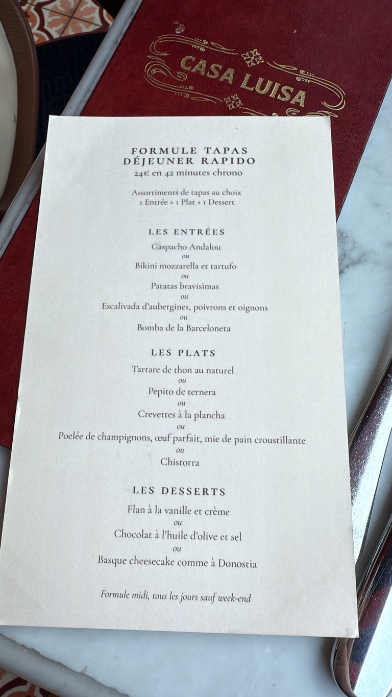 Casa Luisa menu 1