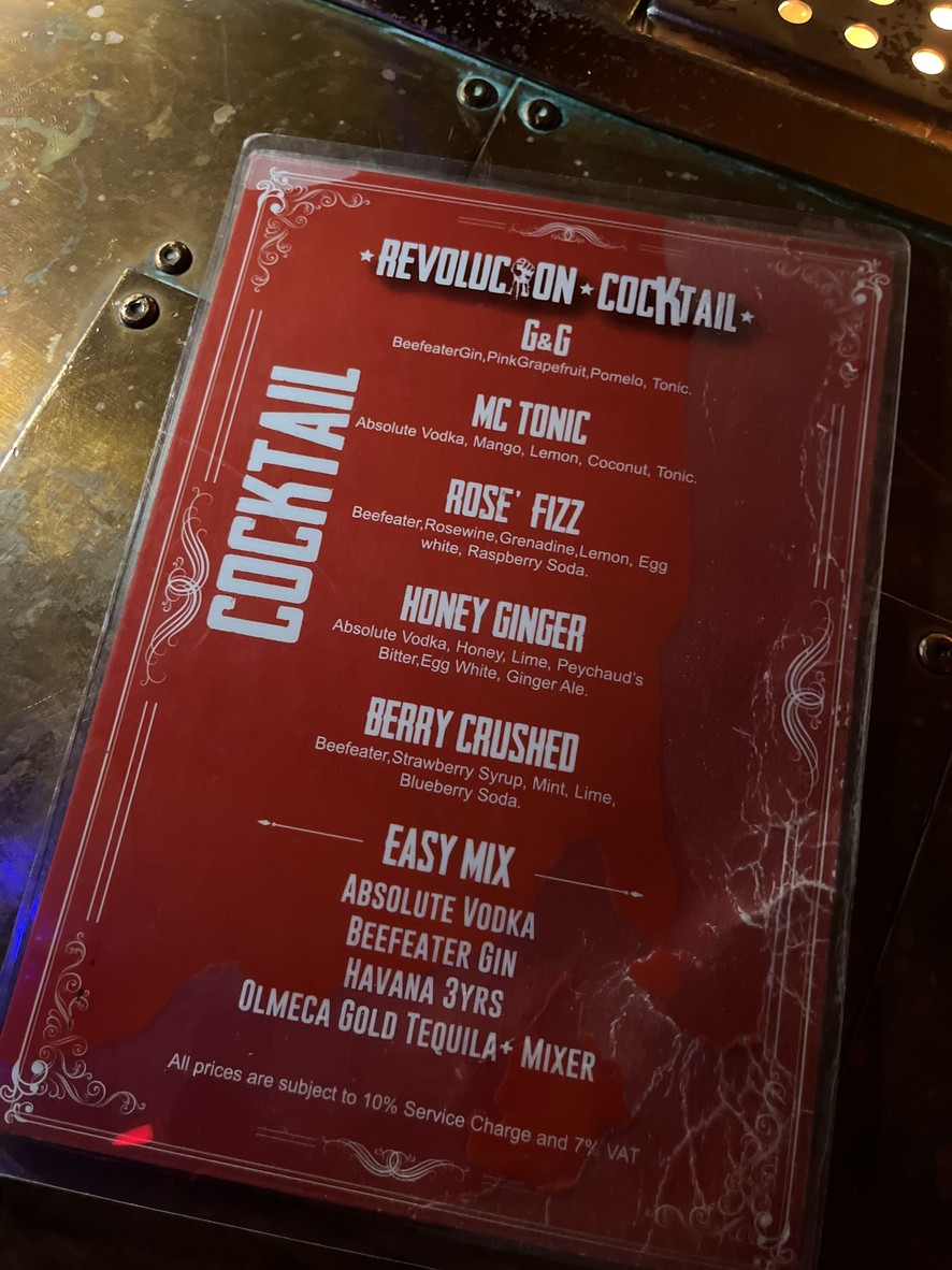 Revolucion Cocktail menu 3