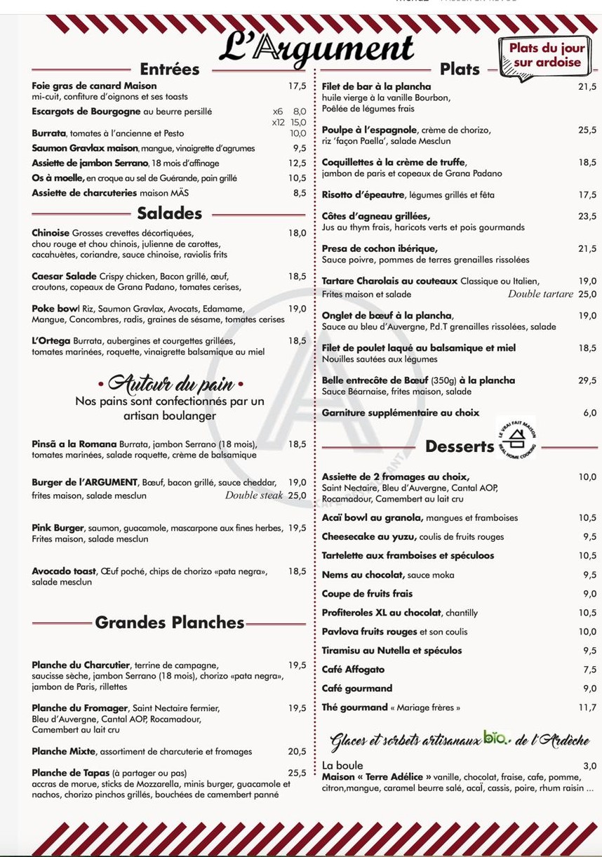 L'Argument menu 1