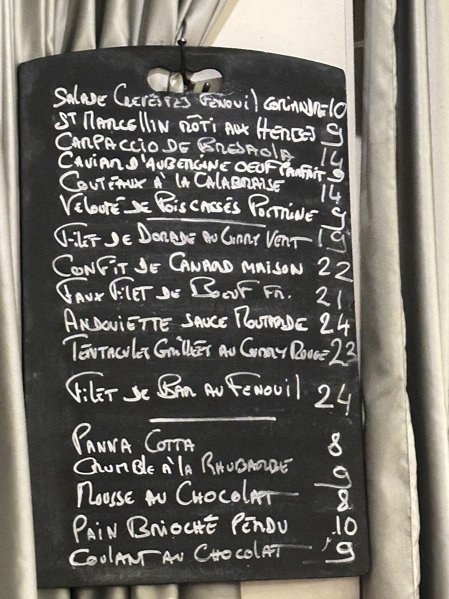 Le Chasséen menu 1
