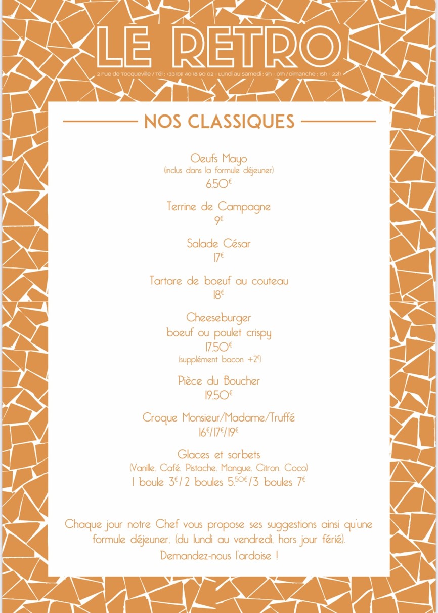Le Rétro menu 2