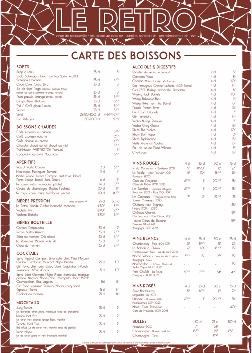 Le Rétro menu 3